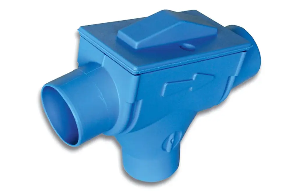 Patronenfilter von Roth in Blau mit zwei Anschlussöffnungen, geeignet für die Filtration von Flüssigkeiten in verschiedenen Anwendungen.